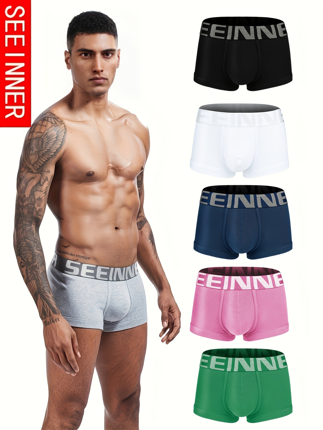 Men's Cotton Breathable Comfy Stretchy Boxer Briefs Shorts - Temu