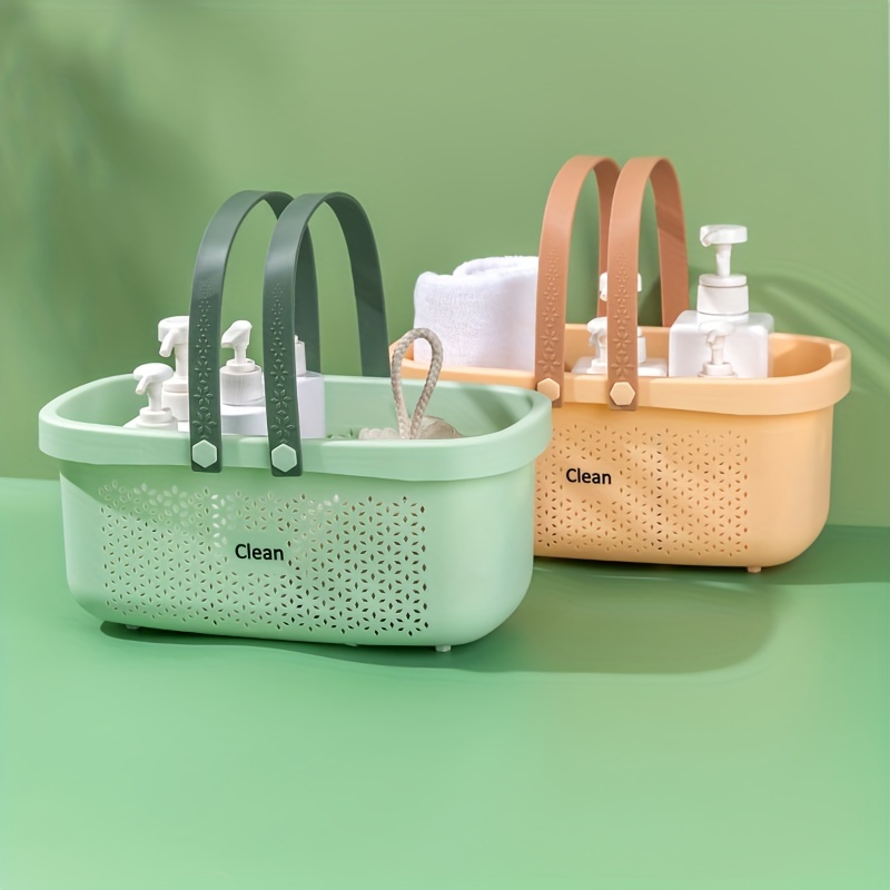 Portable Shower Caddy Basket, Plastic Shower Organizer Tote with Handle,  Bathroom Clear Fashion Shower Basket is Perfect for Dorm, Camping, gym,  seaside and Hot Spring Organizer-10.5 inch