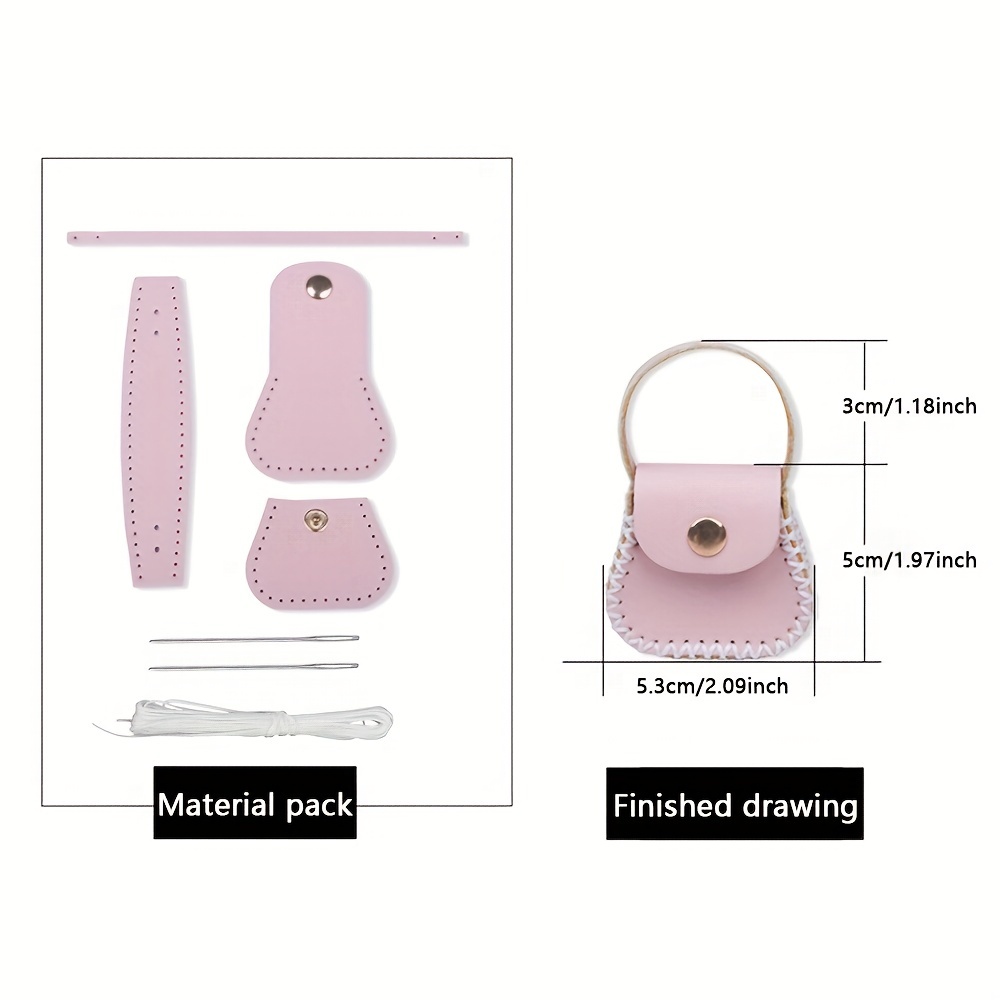 Kit de costura, bolsa de cuero para mujer, bolsa de material para  manualidades, fácil de coser, bonito bolso, llavero de costura hecho a mano  de cuero