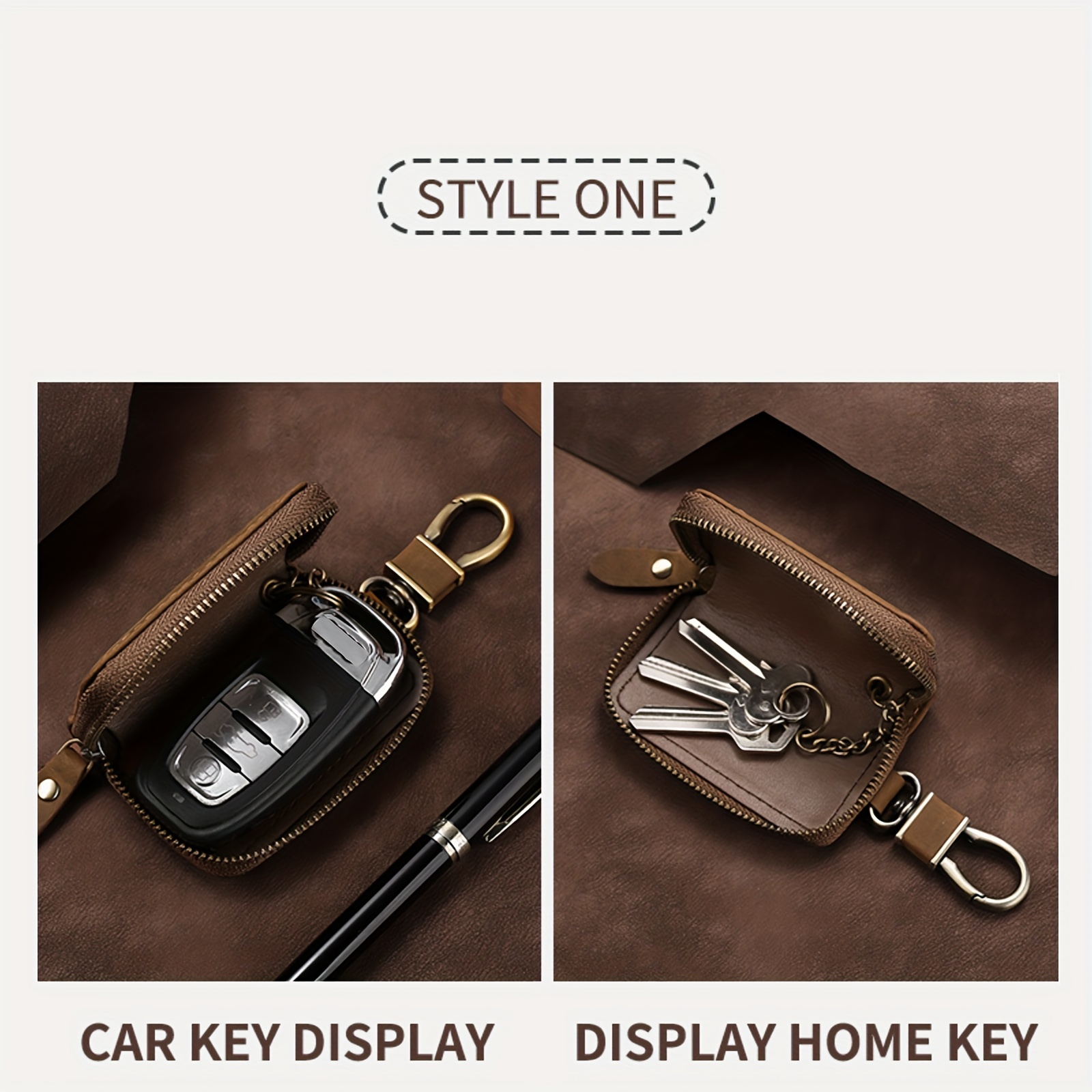 Car Key Case Keychain Pouch With Lock, Including House Keys