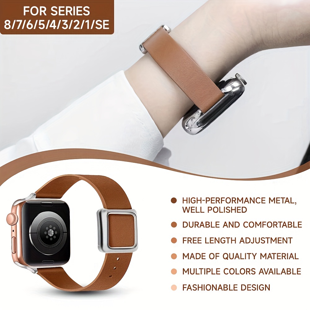 Leather Apple Watch Band for Series 1/2/3/4/5/6/7/8/Ultra 42-44-45-49mm / Gold