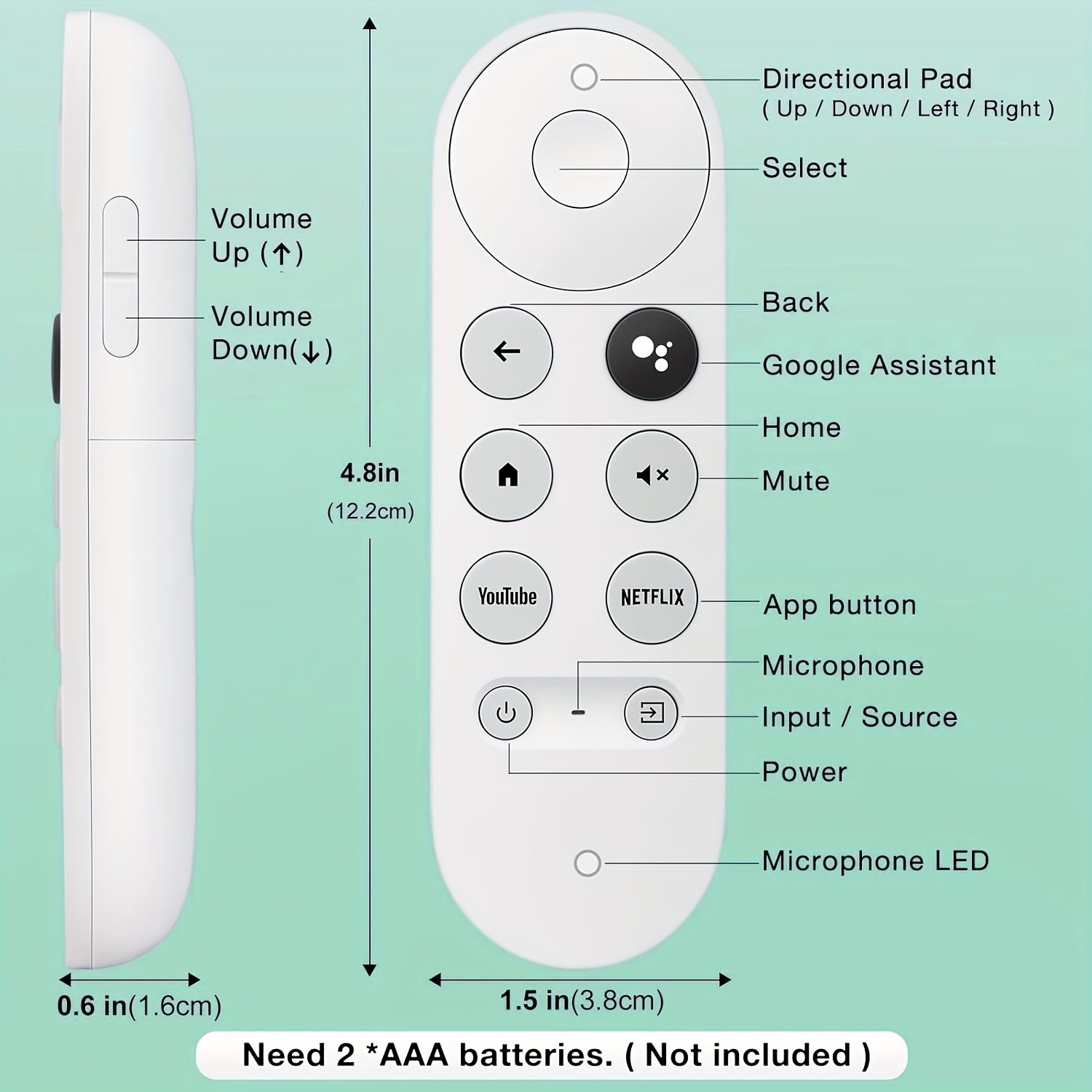 Voice Remote Control for Google Chromecast 4K Snow Streaming Media