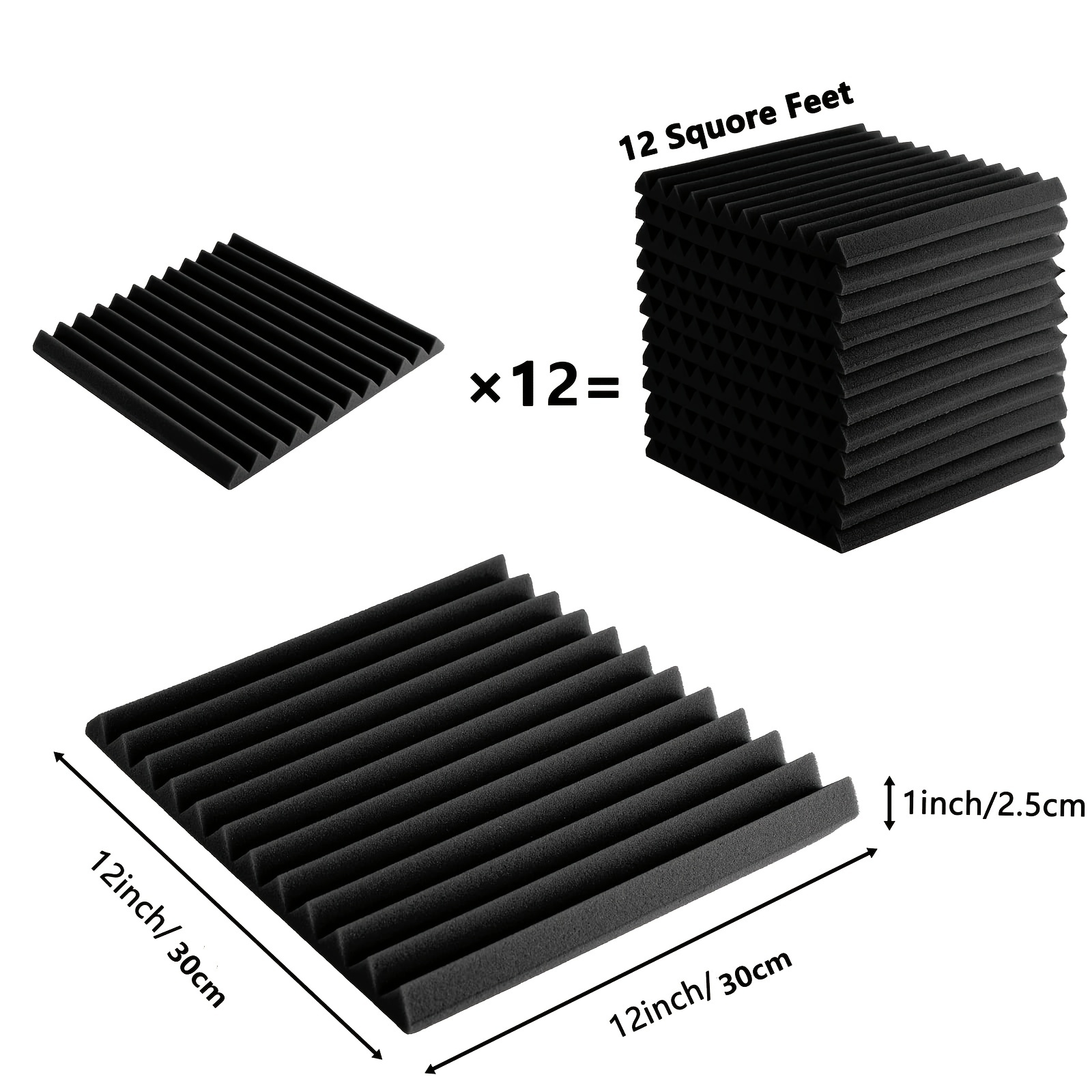 12 Uds Panel acústico adhesivo de alta densidad ligero