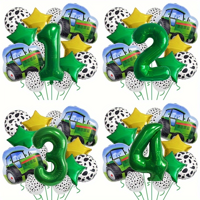 

13pcs, Green Farm Truck Tractor Number Balloon Set Cute Farm Cow Shape Aluminum Film Balloon Decoration Birthday Farm Animal Theme Party Decorations Scene Decoration Props