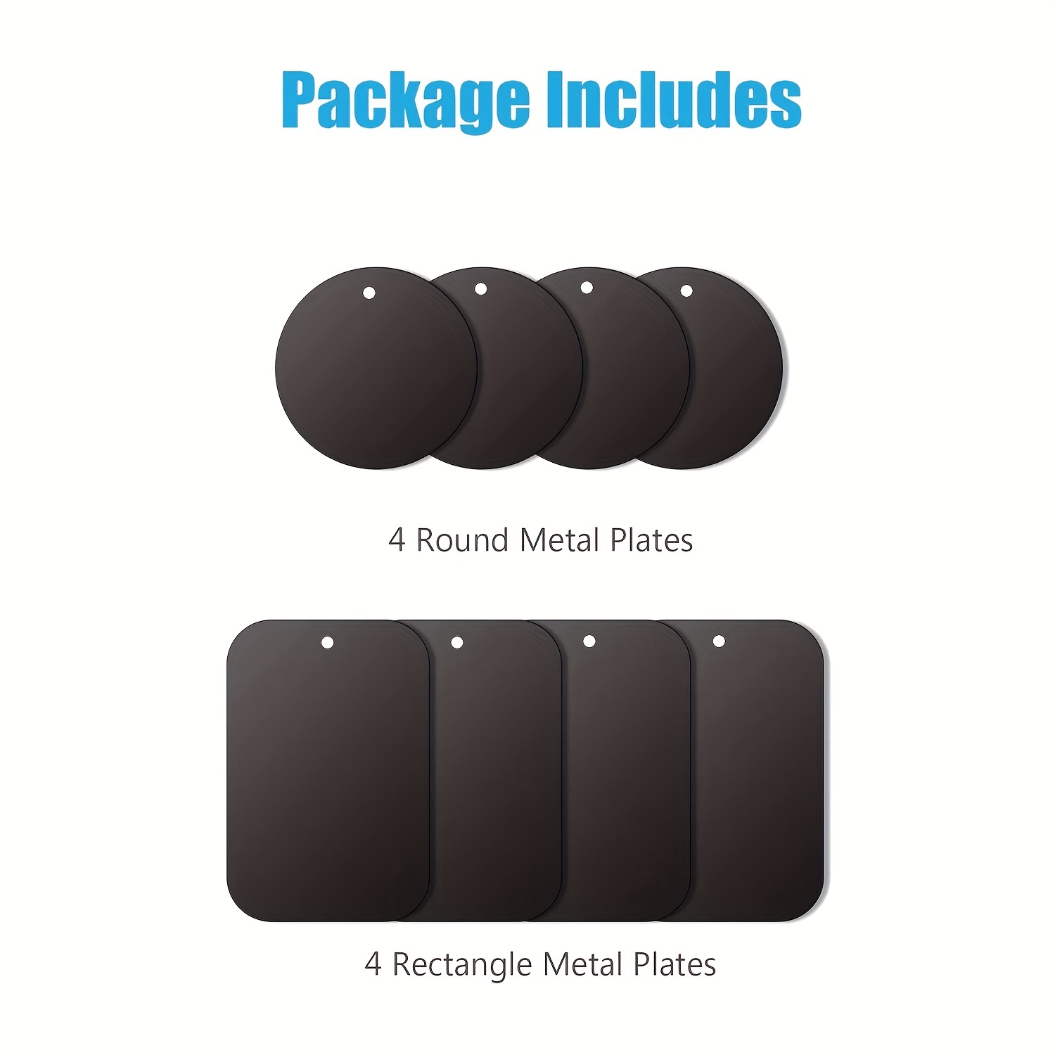 Metal Plate, (8 Pack) with Adhesive for Magnetic Cradle-less Mount - 4 Rectangle