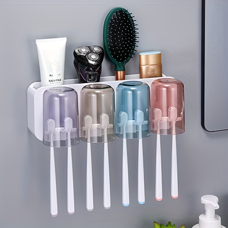 1 ensemble de porte-brosse à dents en plastique monté sur le mur