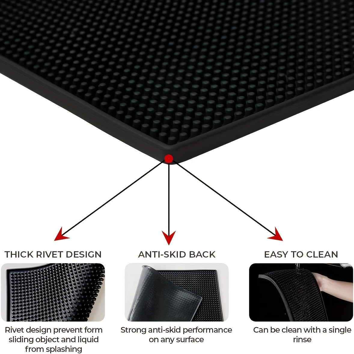 Black Spill Bar Mats  Drying, Durable and Stylish Spill Mats for Bars,  Restaurants, Coffee Shops, Bar Mats for Countertop and Table Top, Non-Slip  & Non-Toxic Mats,Style 1 