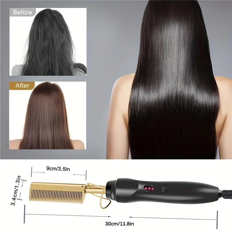 professional electric straight comb electric heating comb hair straightener electric hot comb details 3
