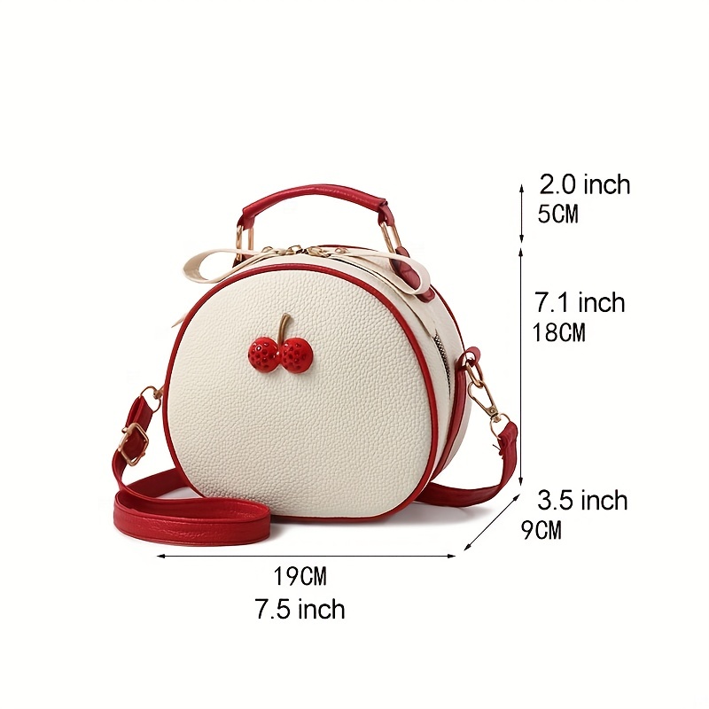 Red Heart Shaped Purse Cute Cherry Bag With Small Handle 