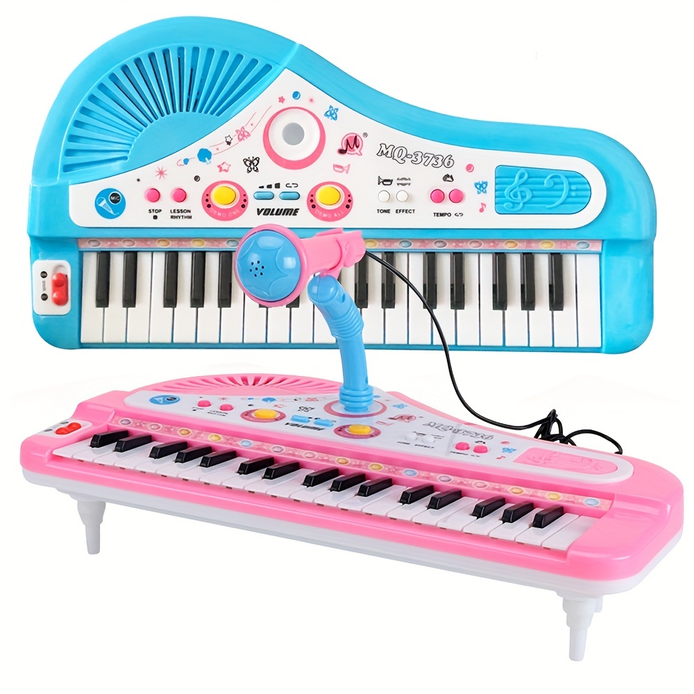 61 Touches Jouet de Piano Électronique Instrument de Piano Electrique avec  Microphone Apprentissage Précoce de La Musique Clavier Portable Cadeau