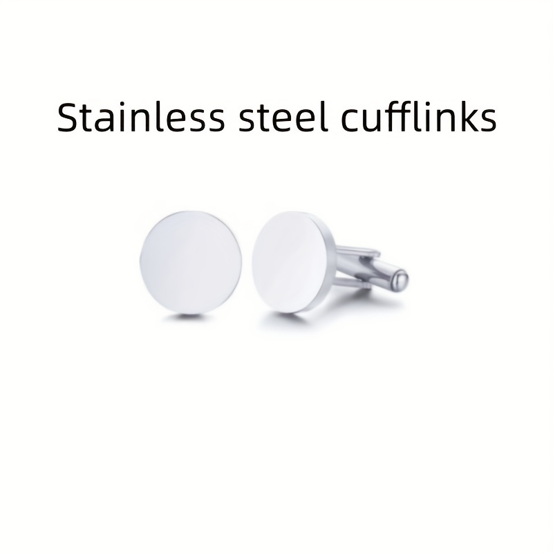 Men's Stainless Steel Button Cufflinks Square Round Shirt Cufflinks
