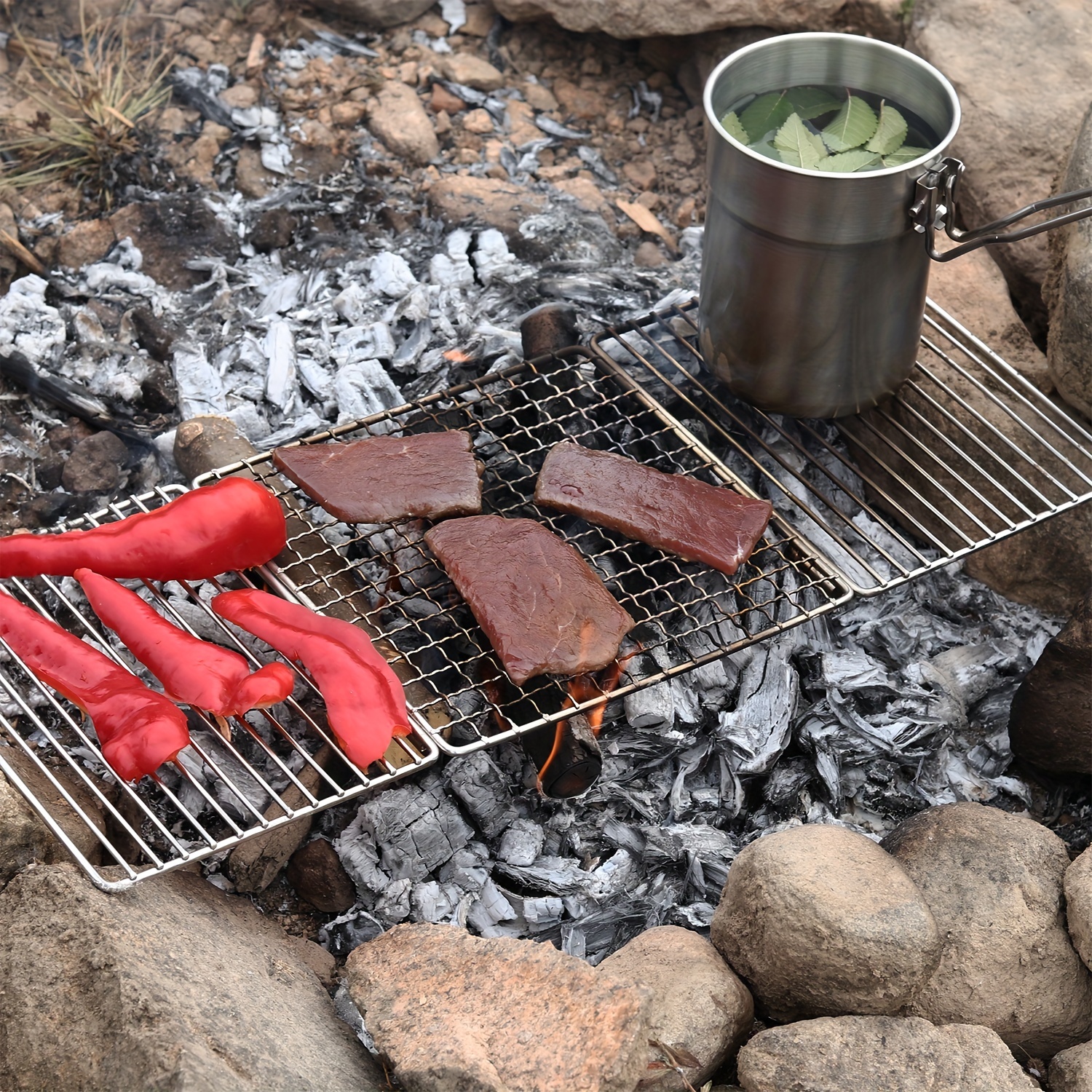 Multifunctional Folding Campfire Grill, Portable Stainless Steel