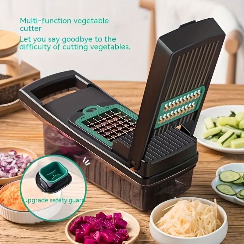 1pc Multifunctional Vegetable And Fruit Slicer With Container,  Interchangeable Blade Onion Slicer, Potato Slicer For Home Kitchen, Kitchen  Utensils