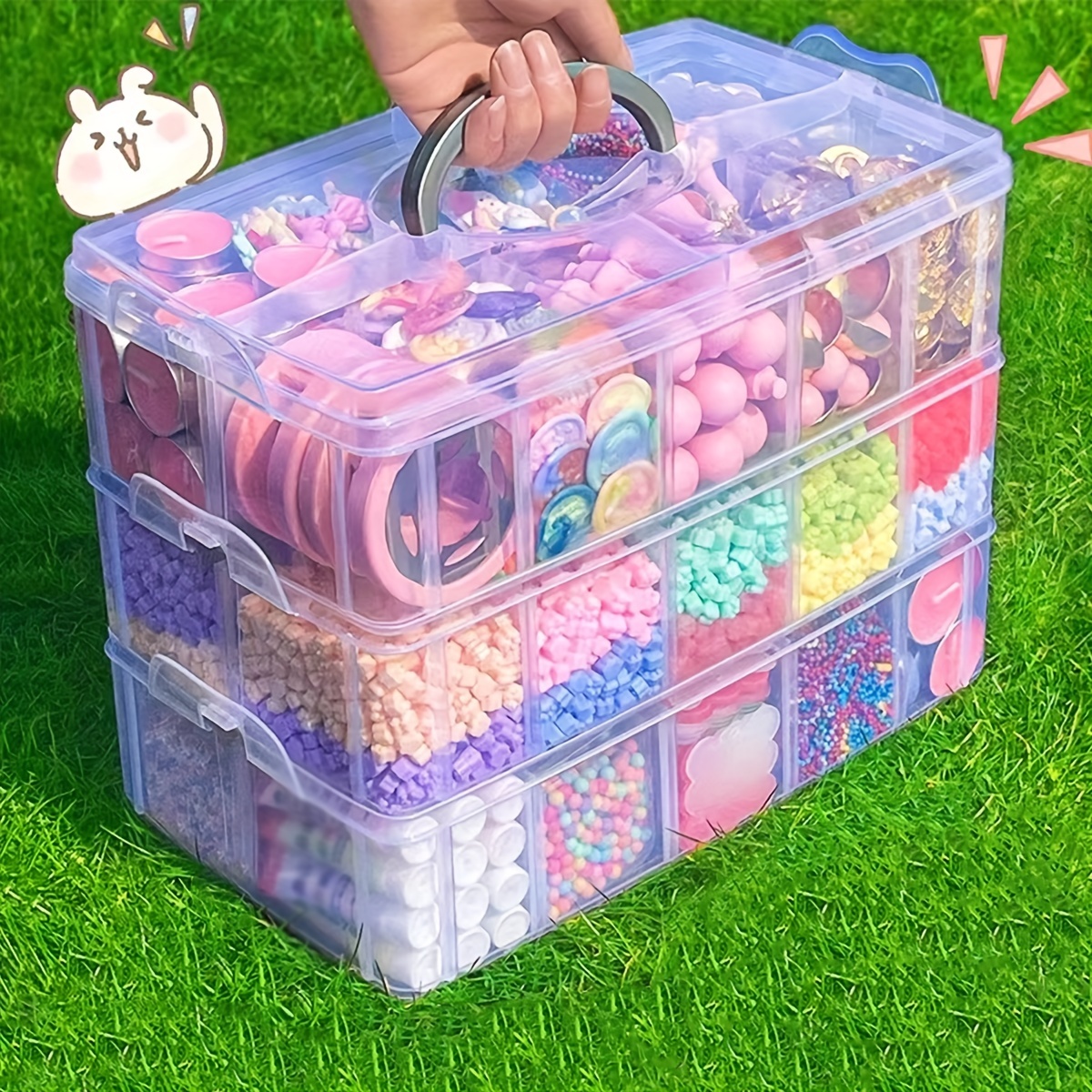 3 Tier Stackable Storage Containers, Adjustable Plastic Box Bead