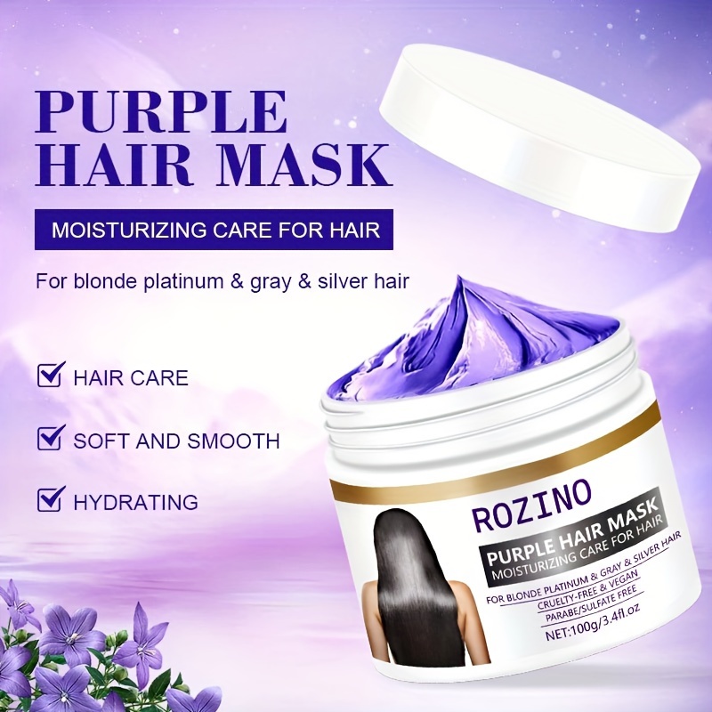 3.53oz Keratin Purple Hair Mask, Suitable For Deep Conditioning Of Blonde  And Bleached Hair, Removing Copper And Yellow Tones To Soothe And Moisturize