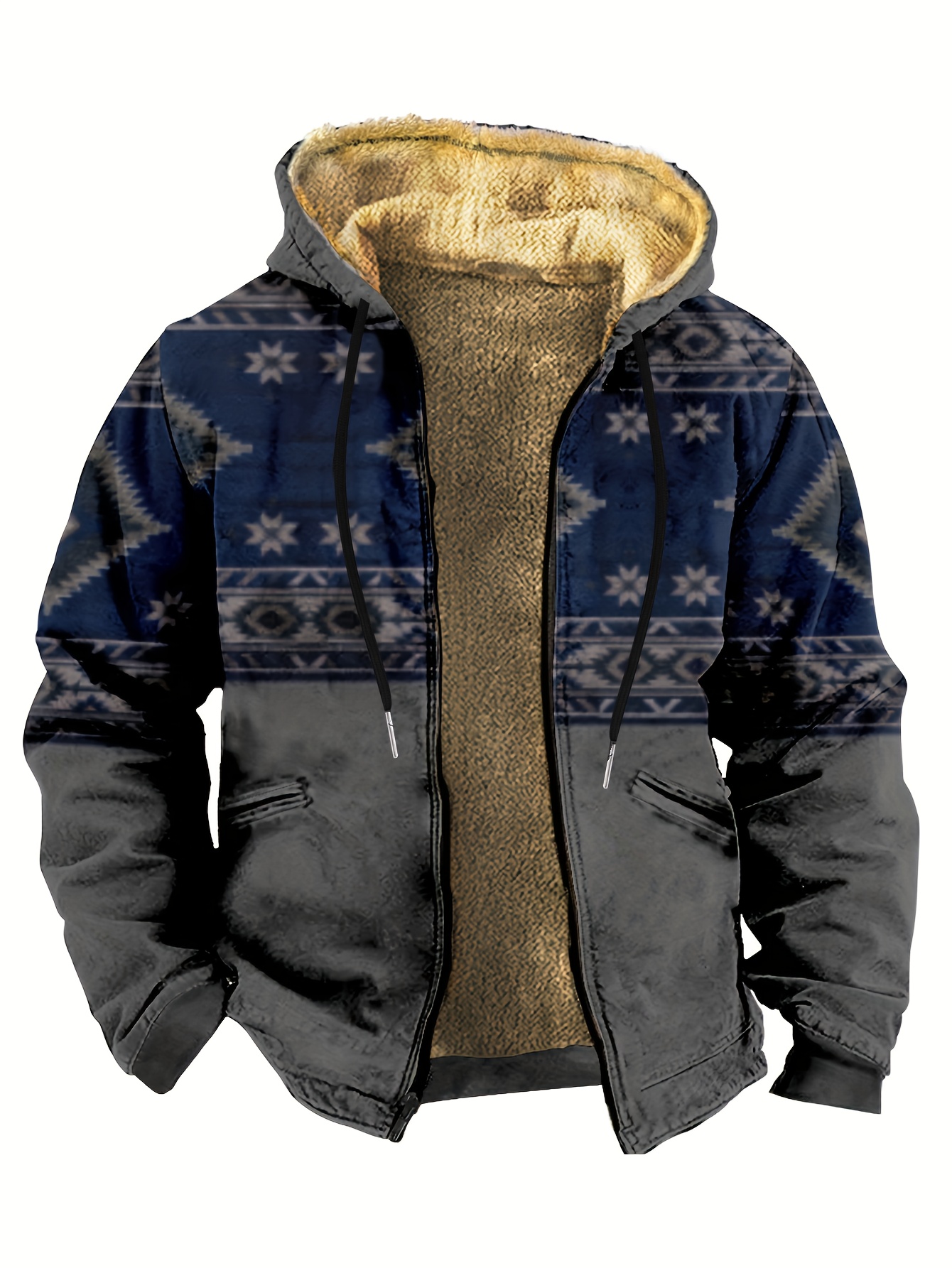 Men's Thicken Windbreaker Fleece Jackets Wool Liner Hoody Warm