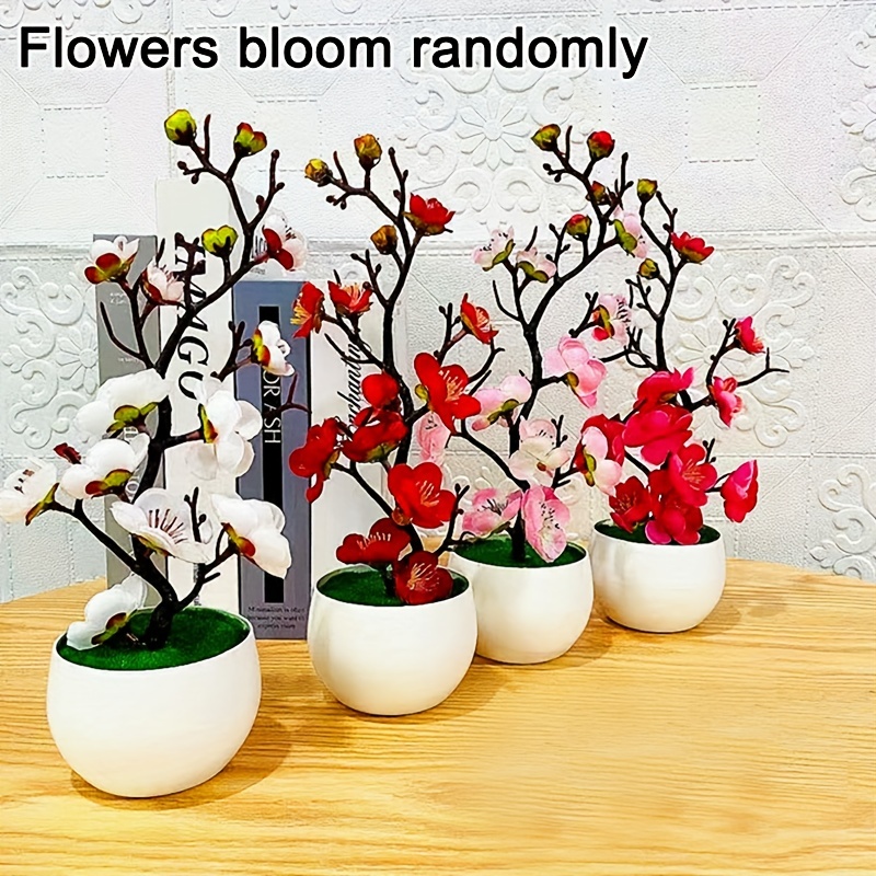 

1pc Artificial Plum , Potted Flower Plant Decor, , Home Office Display