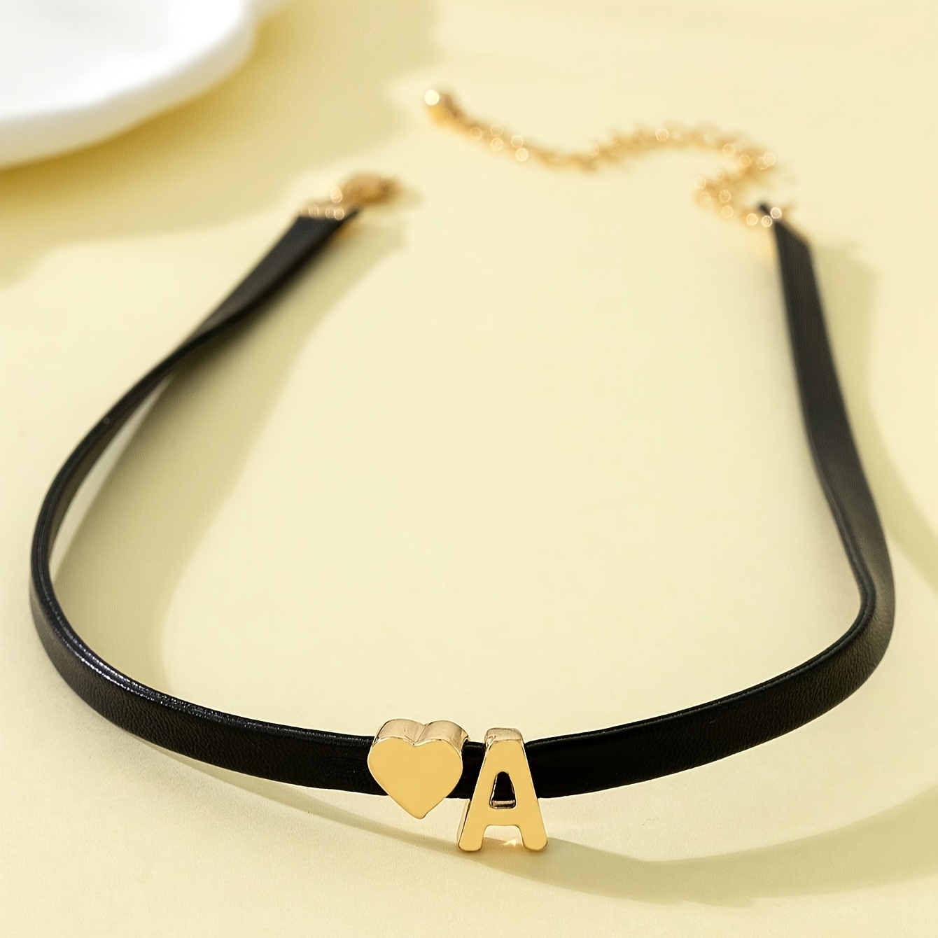Women's PU Leather Choker Necklace with Heart Pendant