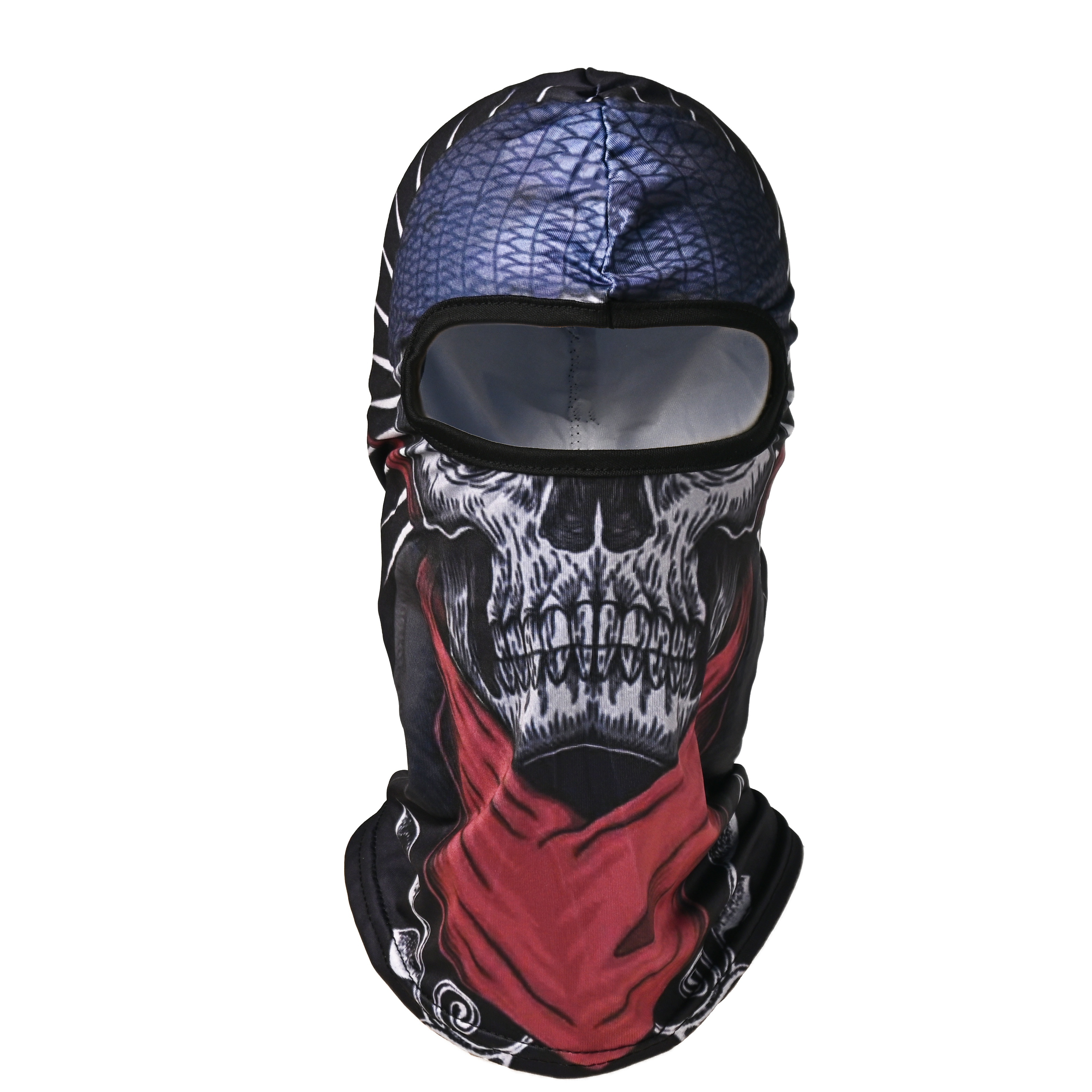 Quick Dry Black Skull Face Mask And Neck Gaiter For Cycling