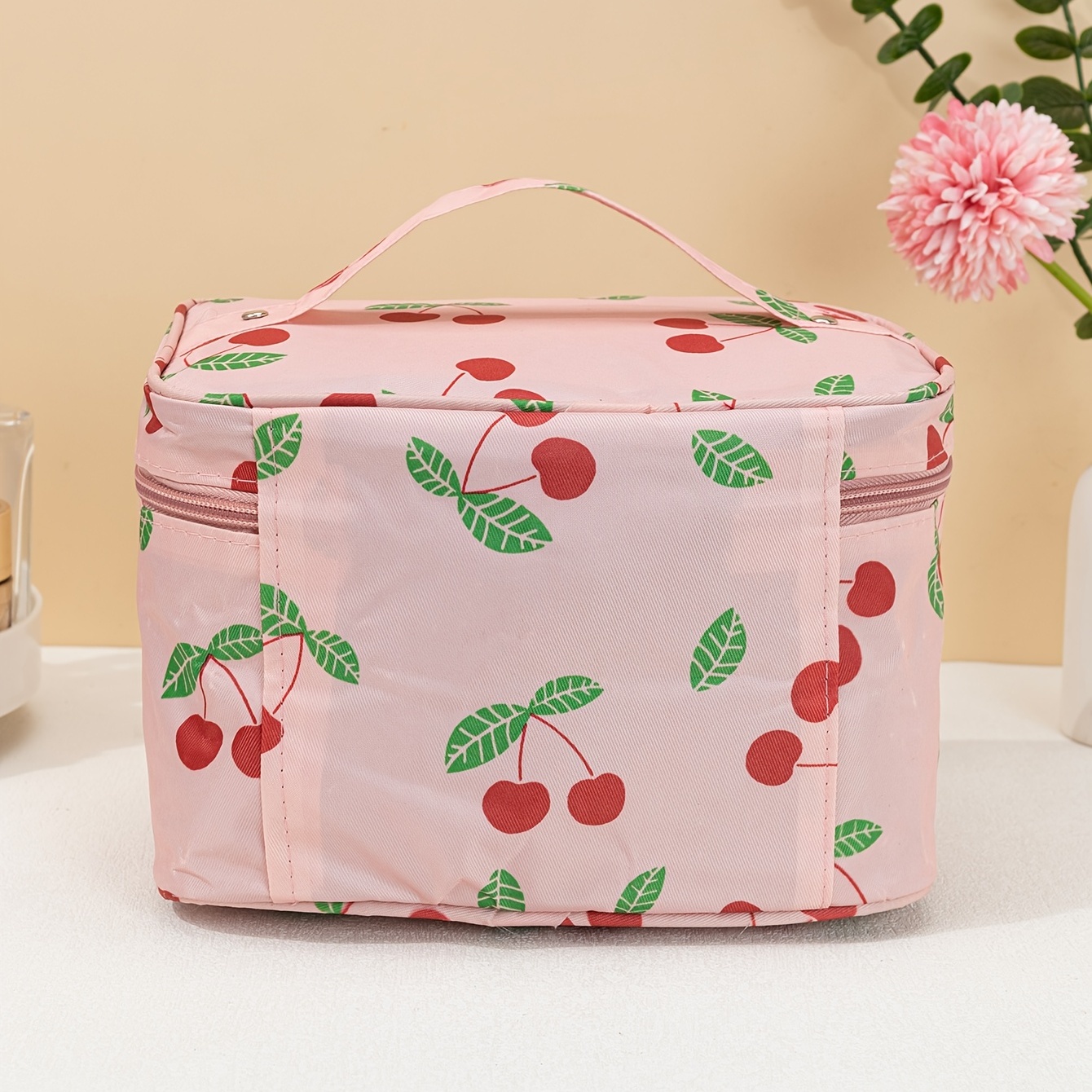 Makeup Bag Travel Portable Cosmetic Storage Bag Make Up Organizer Bag With  Mesh Pocket Waterproof Large Capacity Toiletry Storage Bags Cute For Women  And Girls, Cherry Pattern - Temu