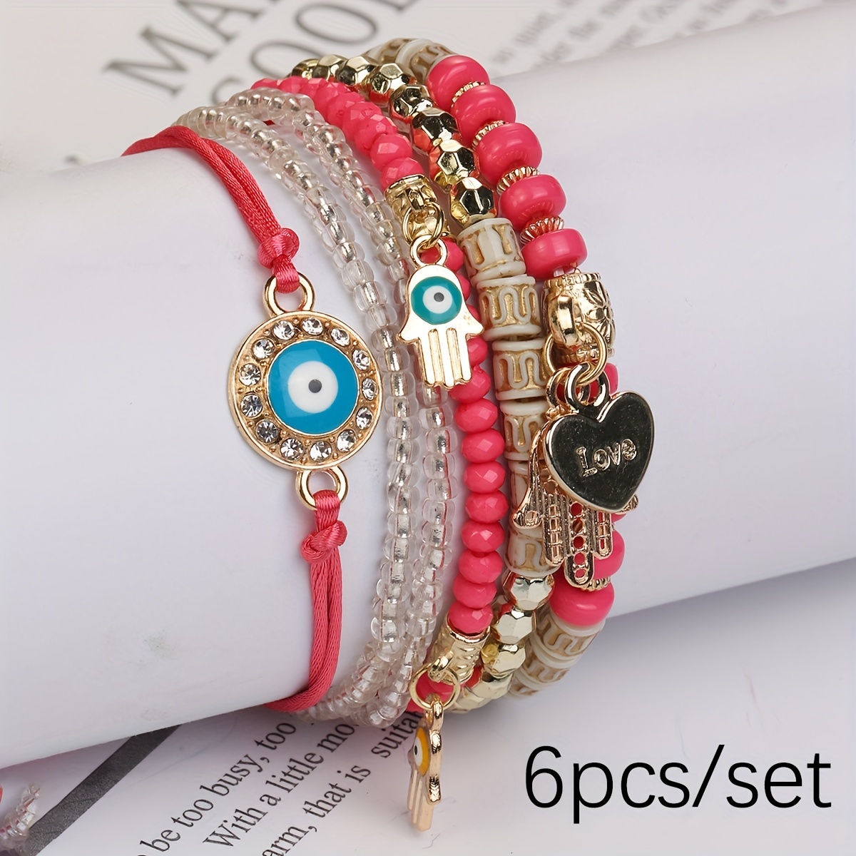 6 Pcs Multilayer Boho Beaded Bracelet Set for Men and Women