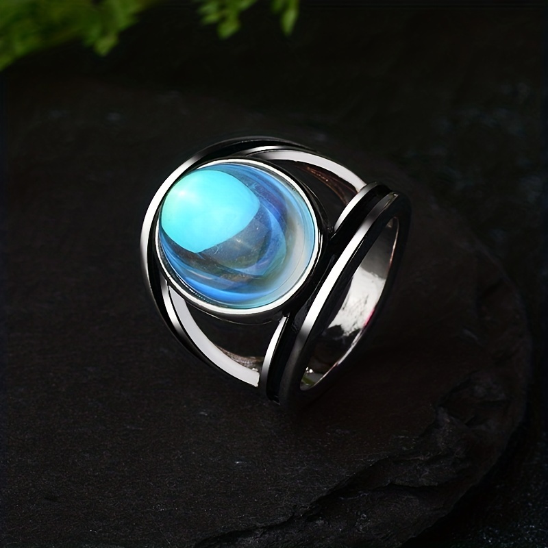 Chunky Silver Moonstone Ring, Unisex Design