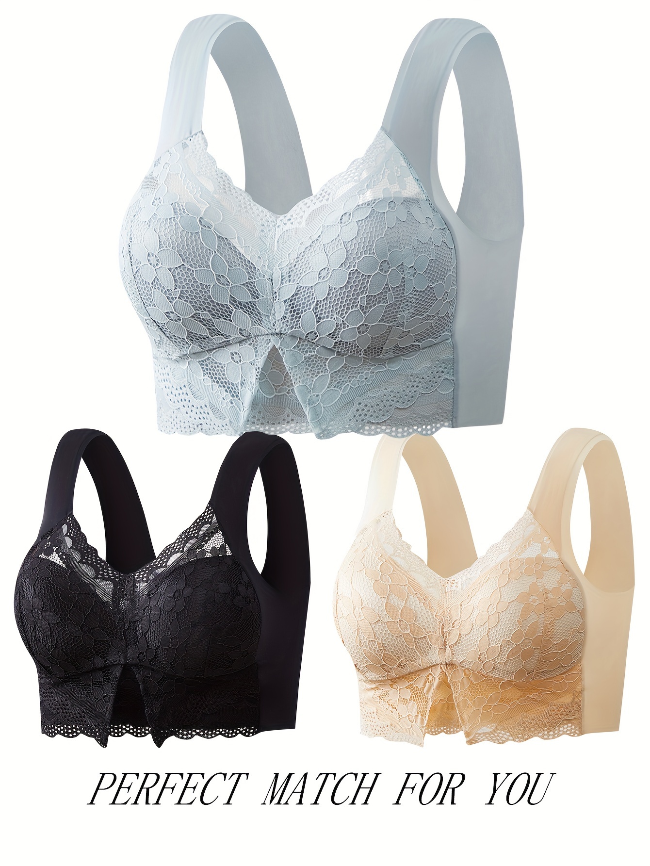 Underwire Contrast Lace Bra - Enhanced Support - Macaroon