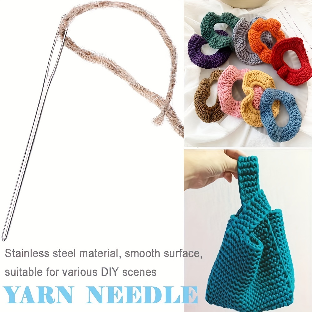 Imzay 9 PCS 3 Sizes Large-Eye Blunt Needles Stainless Steel Yarn Knitting  Needles Leather Sewing