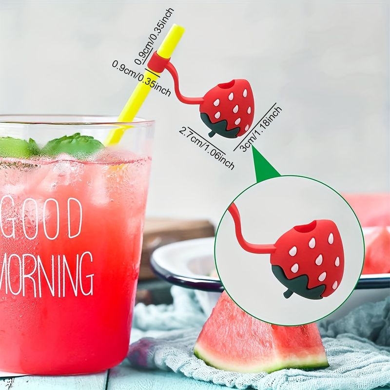Silicone Straws 8pcs Straw Cover Caps Straw Toppers Watermelon Shape Cute  Anti-dust Straw Tips Reusable Straws Plug for Straw Travel Home Outdoor -  Red Straw Covers Cap 