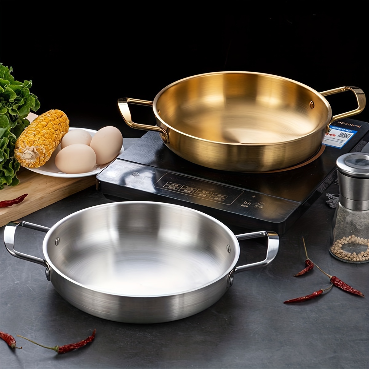 Stainless Steel Frying Pan Household Multifunctional Cooking - Temu