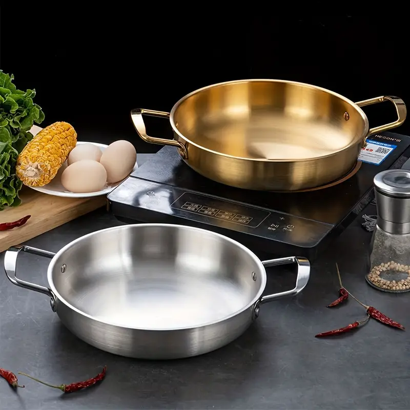Stainless Steel Frying Pan, 2 Handles Nonstick Skillet