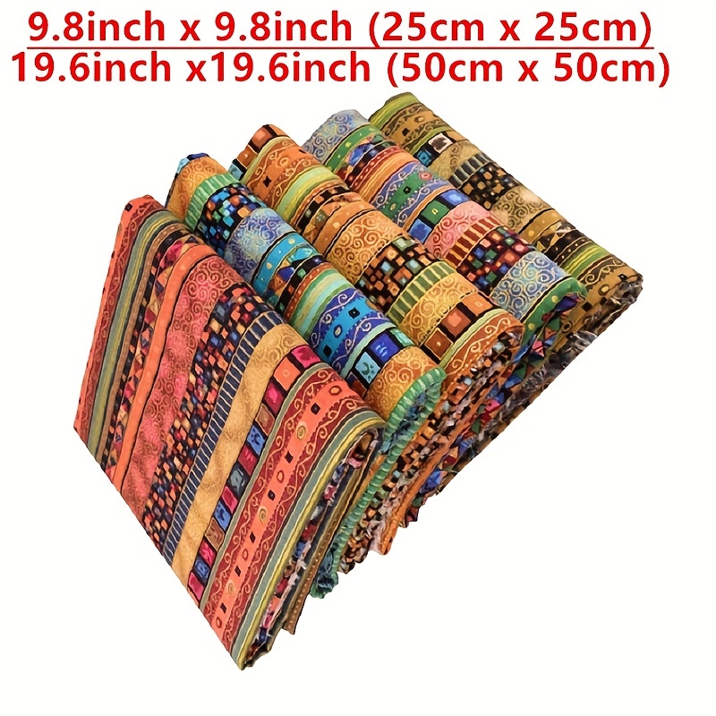  40 Pcs 10 X 10 Inch African Print Fabric Indian Cotton  Fabric Indian Block Print Fabric Squares Vintage Multicolor Ethnic Style  Decorative Fabric For Quilting Sewing Patchwork DIY Craft