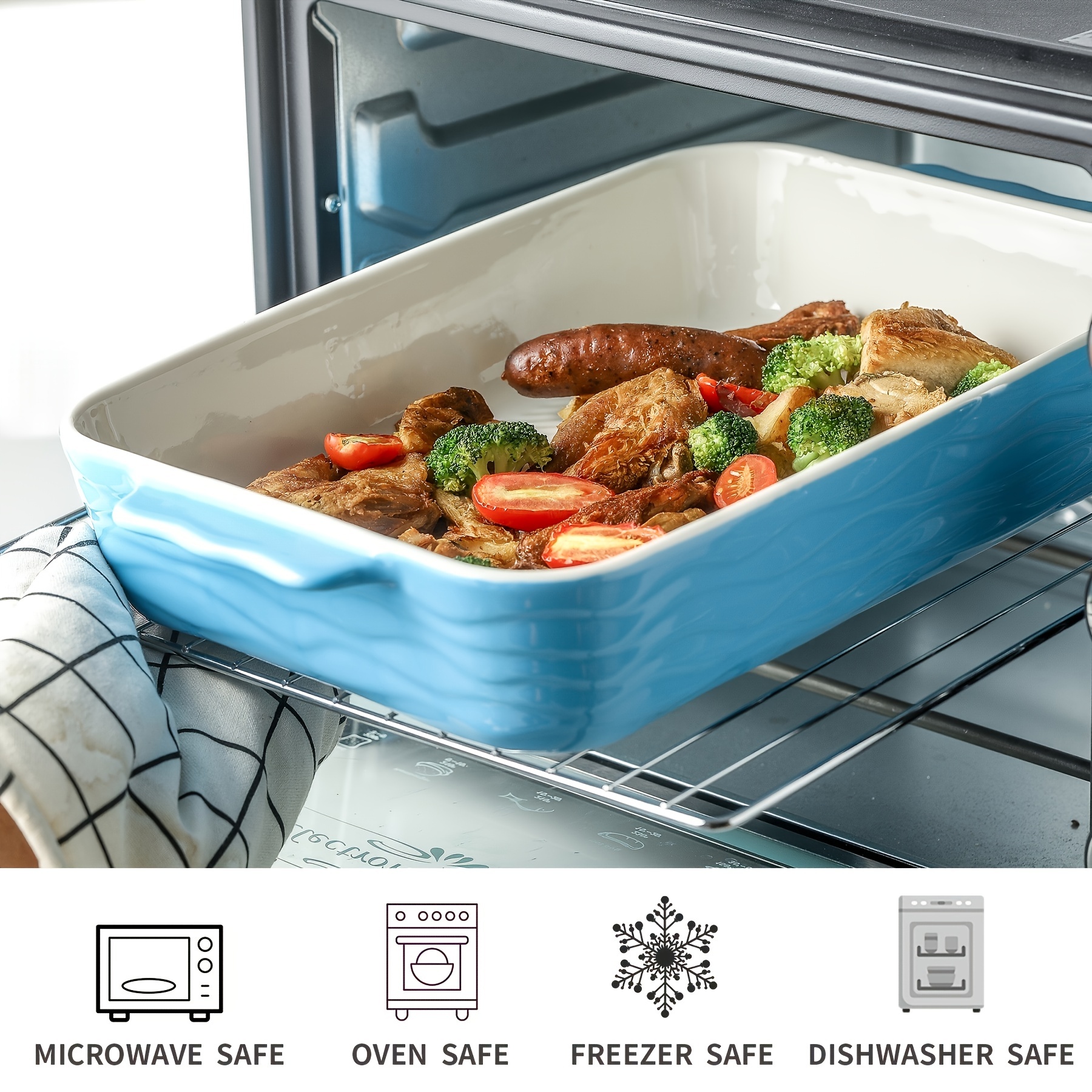 Porcelain Casserole Dish With Double Handle, Ceramic Baking Dish, Large Lasagna  Pan Deep, Casserole Dishes For Oven, Deep Baking Pan With Handles, Oven  Safe And Durable Bakeware For Lasagna, Roasts, Wedding Gifts 