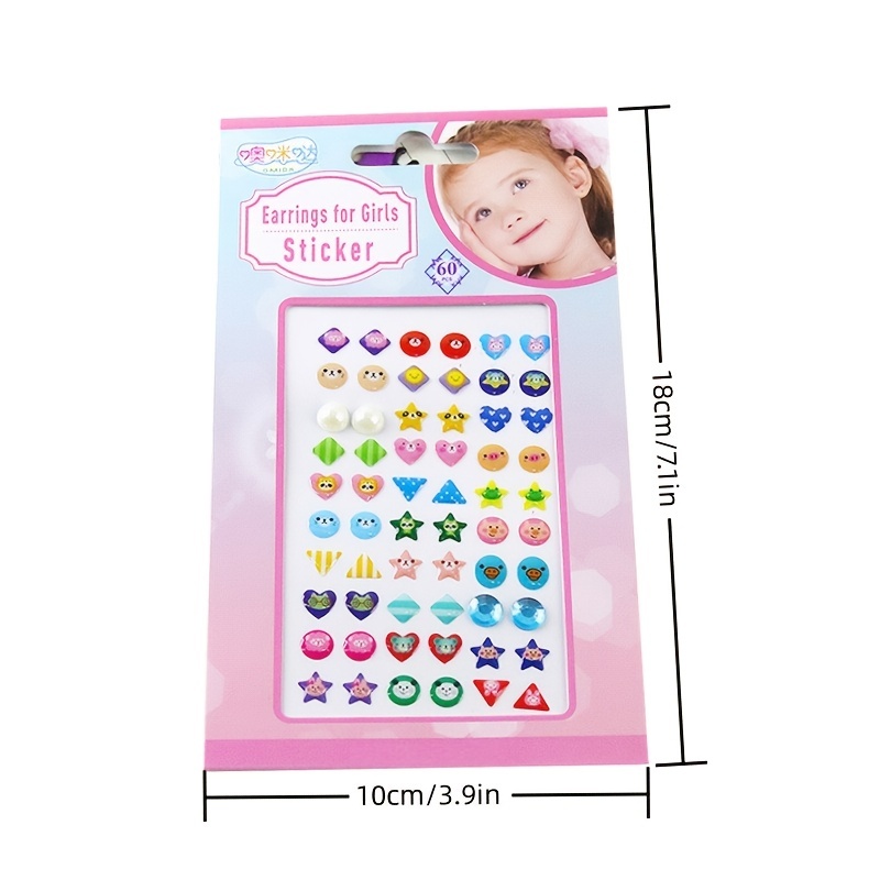 240PCS Sticker Earrings for Little Girls - 3D Gems Girls Sticker Earrings  Self-Adhesive Glitter Craft Crystal Stickers, Stick on Earrings for Toddlers