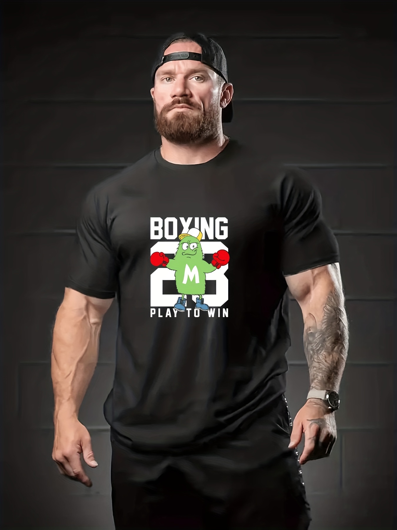 Camiseta Cómoda Elegante Hombre Estampado Patrón Tema Boxeo - Temu