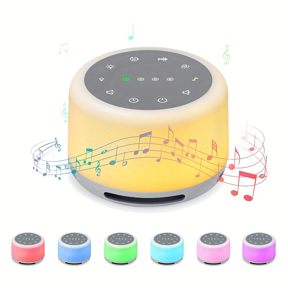 [2 in 1] White Noise Machine, Sleep Sound Machine with 7 Colors Night  Light, 32 Soothing Sounds, Built-in Battery & Headphone Jack, Portable  Sound