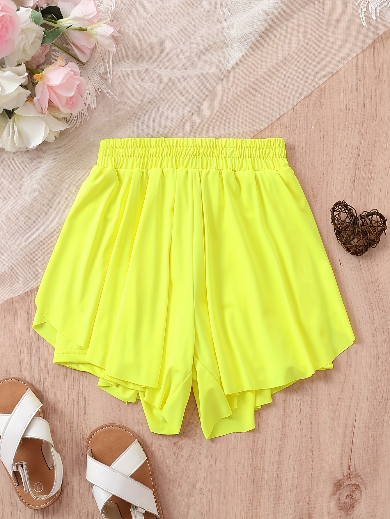 Girls 1 Flowy Athletic Skirt Shorts Running Fitness Elastic - Temu Canada