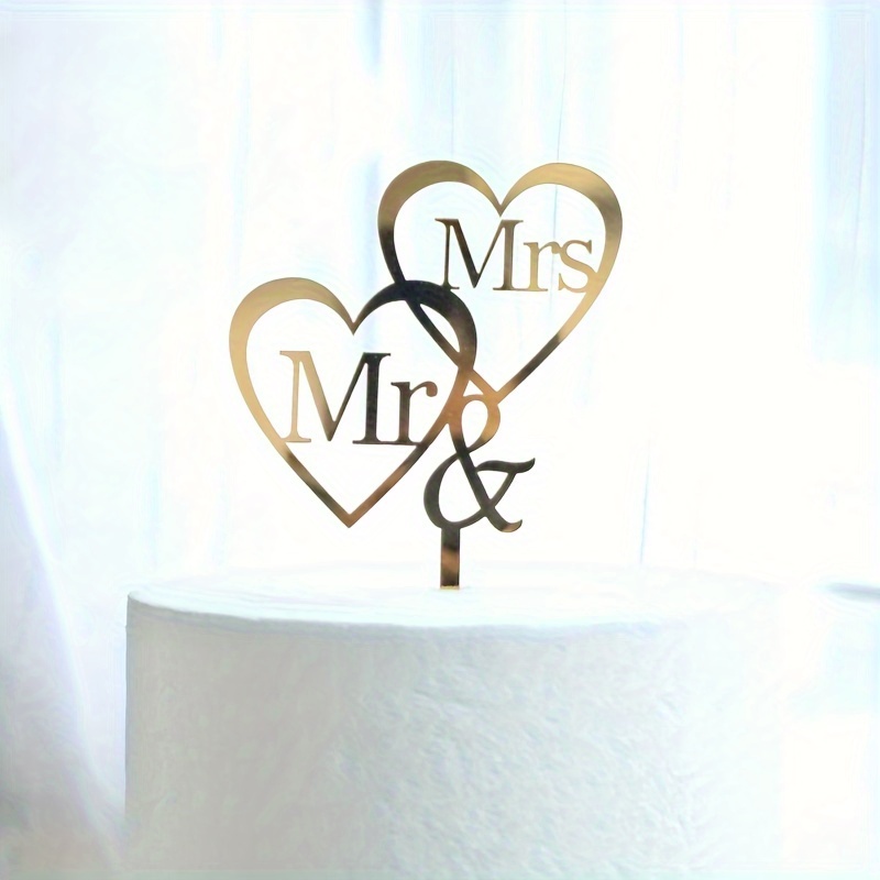 Mr mrs Love Wedding Proposal Acrylic Cake Decor Topper Card - Temu New ...