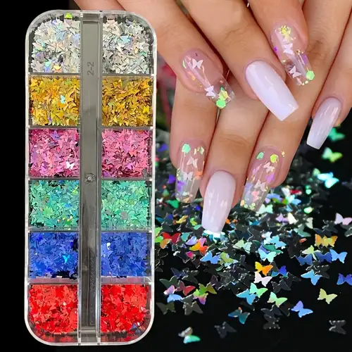  Red Nail Art Glitter Stickers Decals Heart Nail Sequins Charms  Butterfly Nail Supplies Sparkle Nail Flakes Shiny Letter Maple Star 3D  Design for Acrylic Nail Charms Valentine Day Nail Decorations 