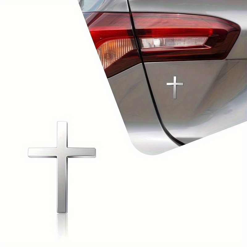 3d Chrome Metal Car Decor Christian Cross Emblem Sticker Car - Temu