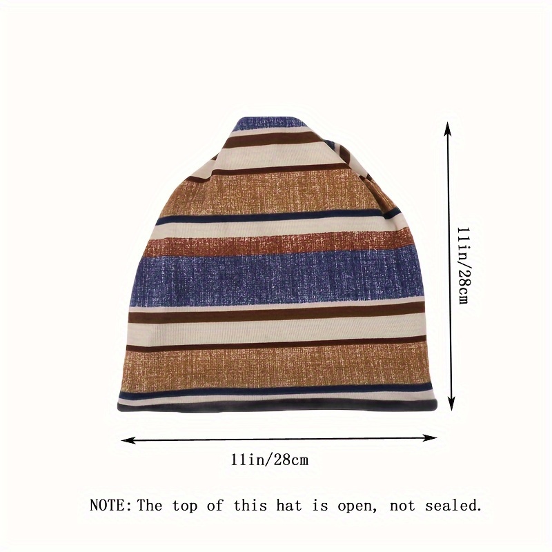 Men's And Women's Striped Fleece Lined Beanie Hat Outdoor - Temu