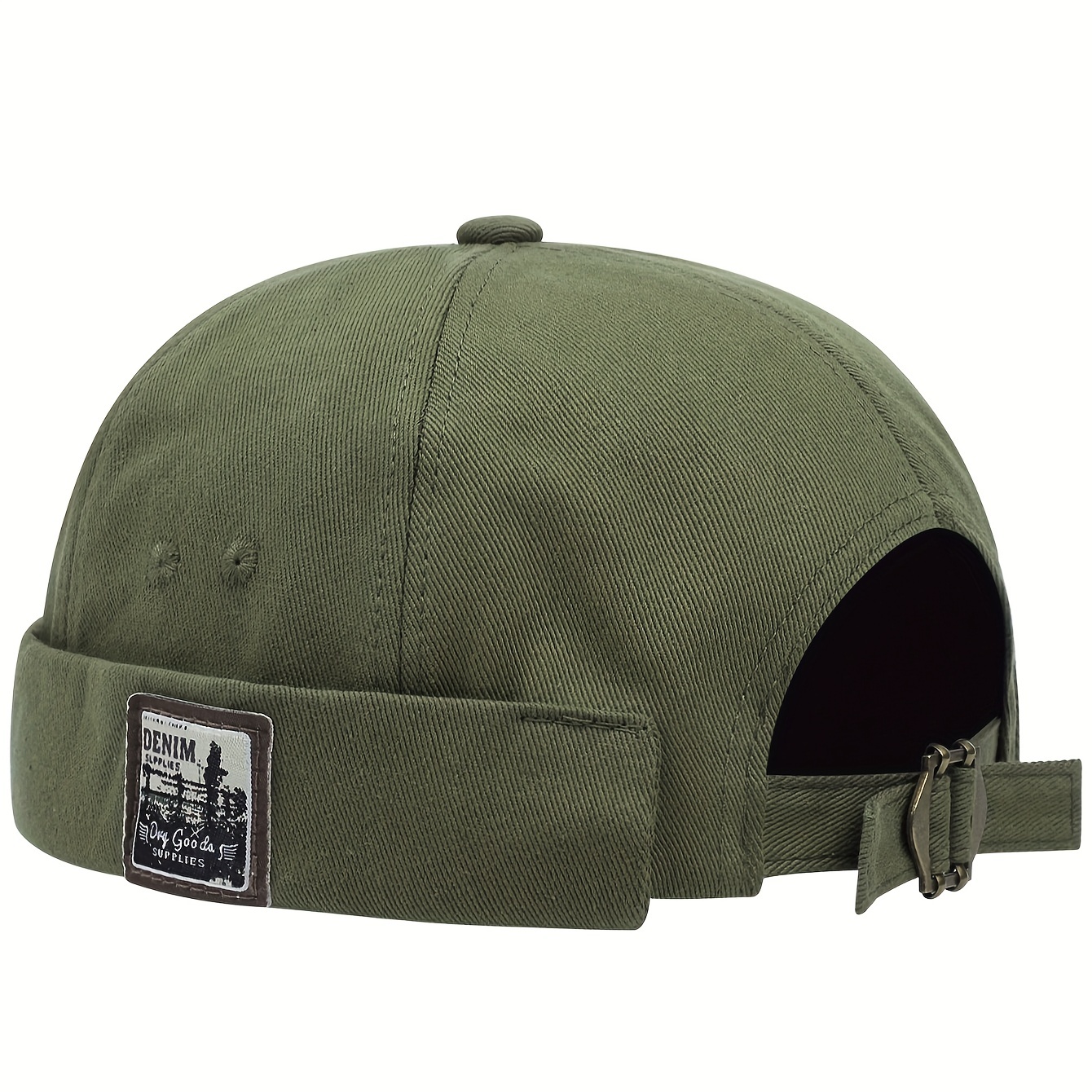 Green Casual Letter Graphic Beanie Hat, Docker Hat, Men's Lightweight 1pc Denim Fashion Leather Beanie Hat,Temu