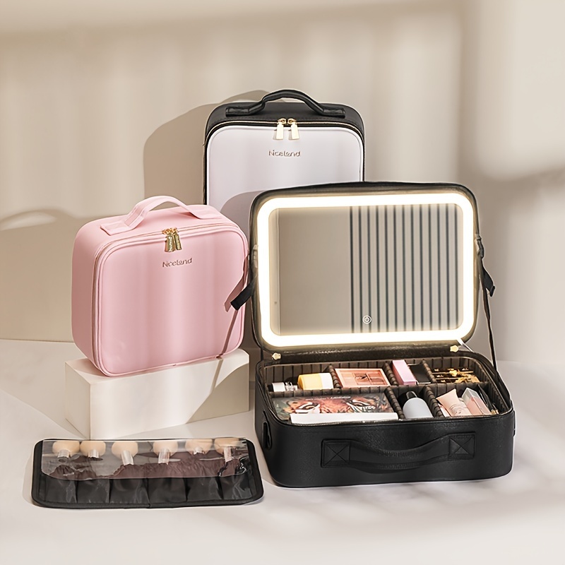 Maleta de maquillaje profesional de viaje con ruedas, maletín para