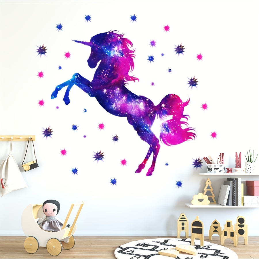 Estrellas que brillan en la oscuridad para techo, calcomanías de pared de  unicornio, decoración de pared de unicornio para dormitorio de niñas