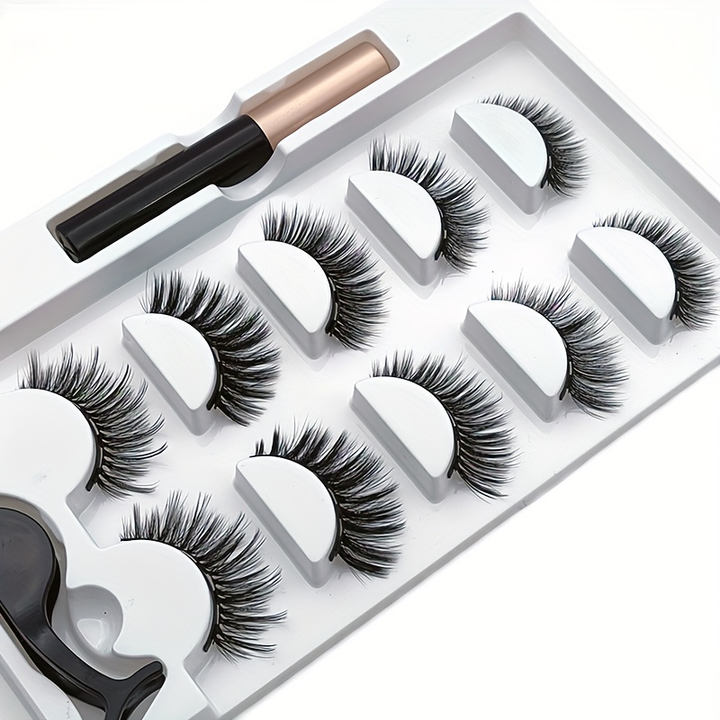 Magnetic Eyeliner & False Eyelashes Set 5 Pairs - Waterproof & Long Lasting