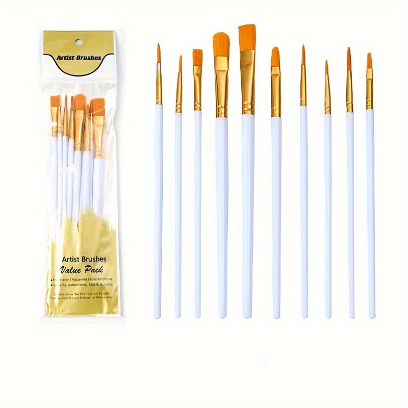 Acrylic Paint Brush Set Round Pointed Tip Flat Paintbrushes - Temu