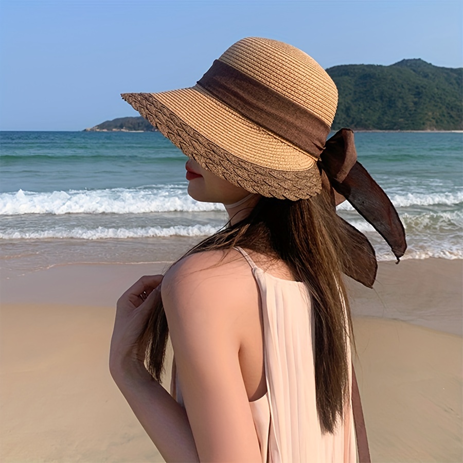 Fashion Straw Hat Women Summer Floral Lace Beach Hat Holiday Sun