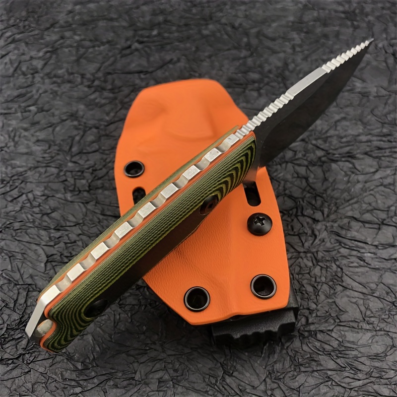  Knife4U - Cuchillo de acero de damasco con hoja fija de 3.0 in  para piel, supervivencia, camping y entusiastas del aire libre con mango  natural y funda de piel (cuerno de