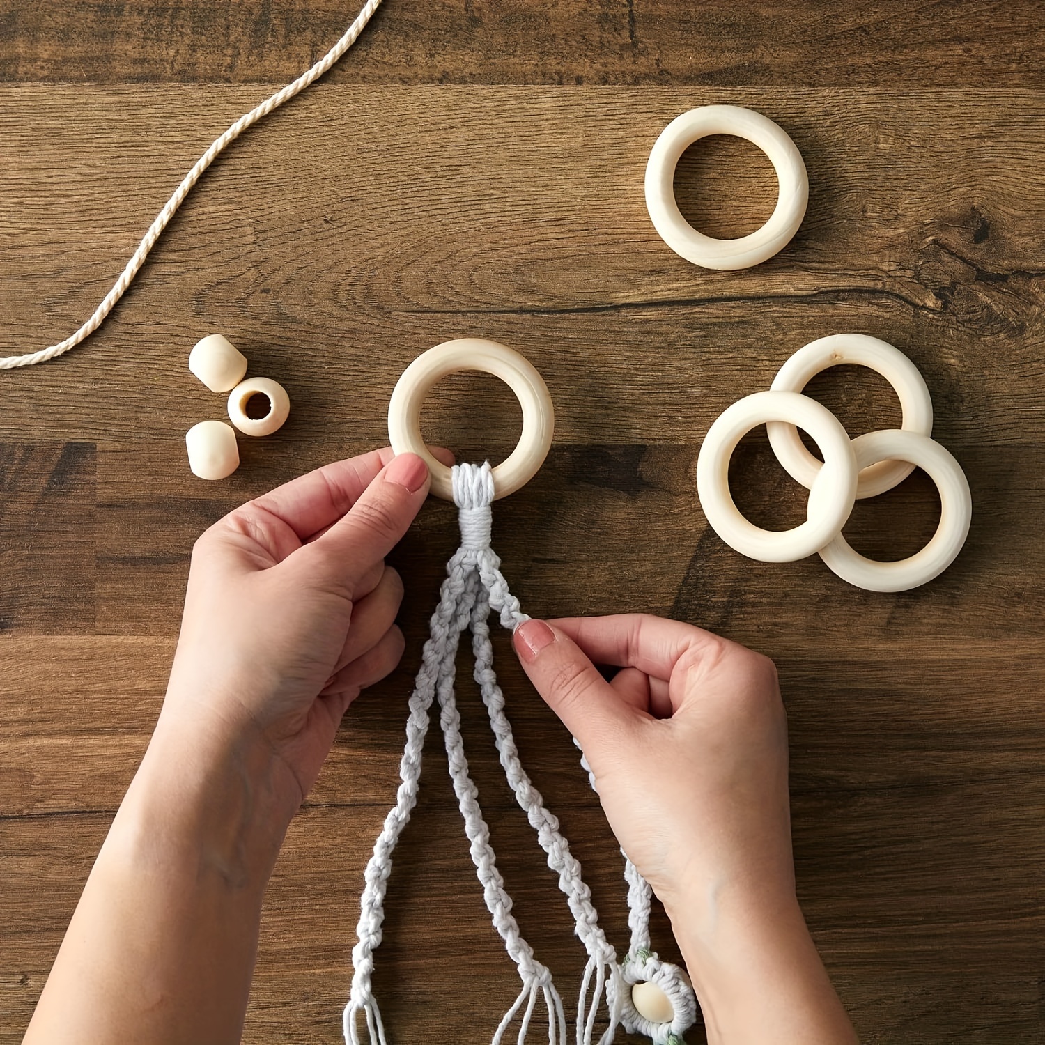 Wood Rings For Crafts Unfinished Wood Circles Macrame Wooden - Temu