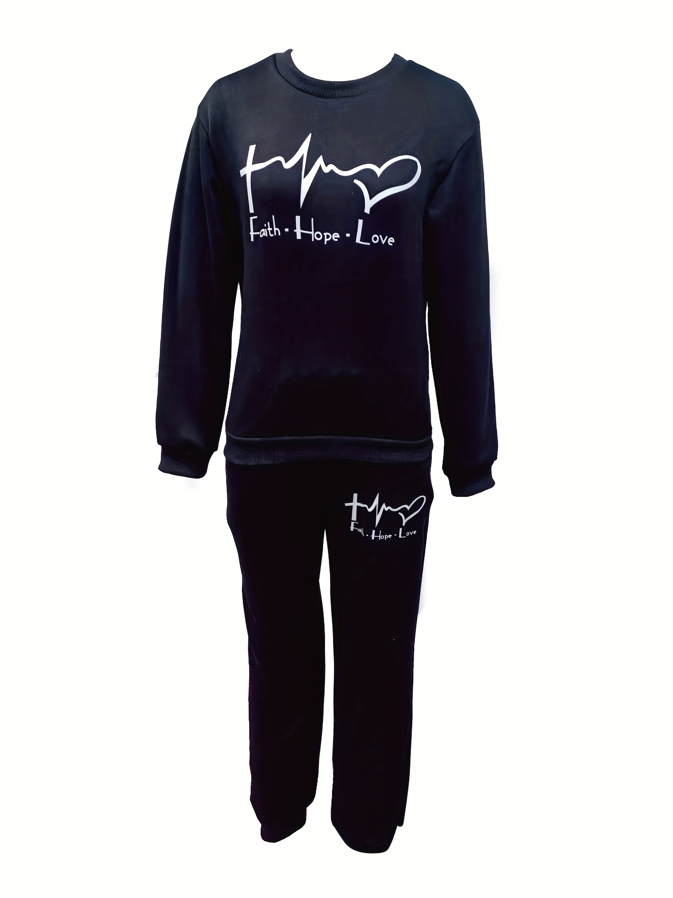 Casual Long Sleeve Sweatshirt & Joggers Pants Set